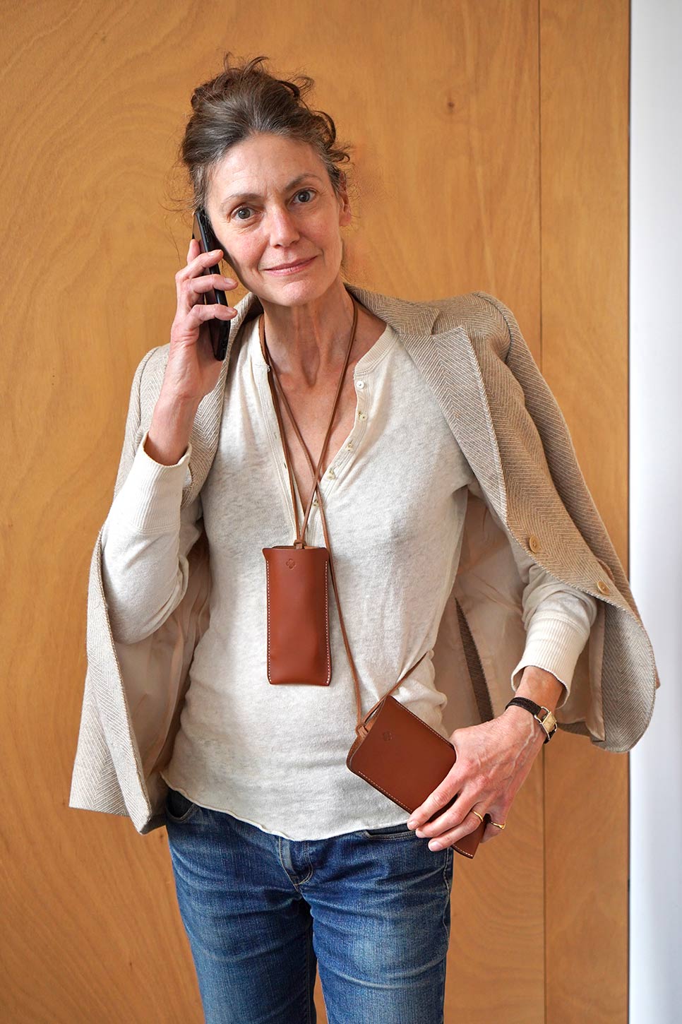Etui téléphone bandoulière cuir luxe DEL'EP