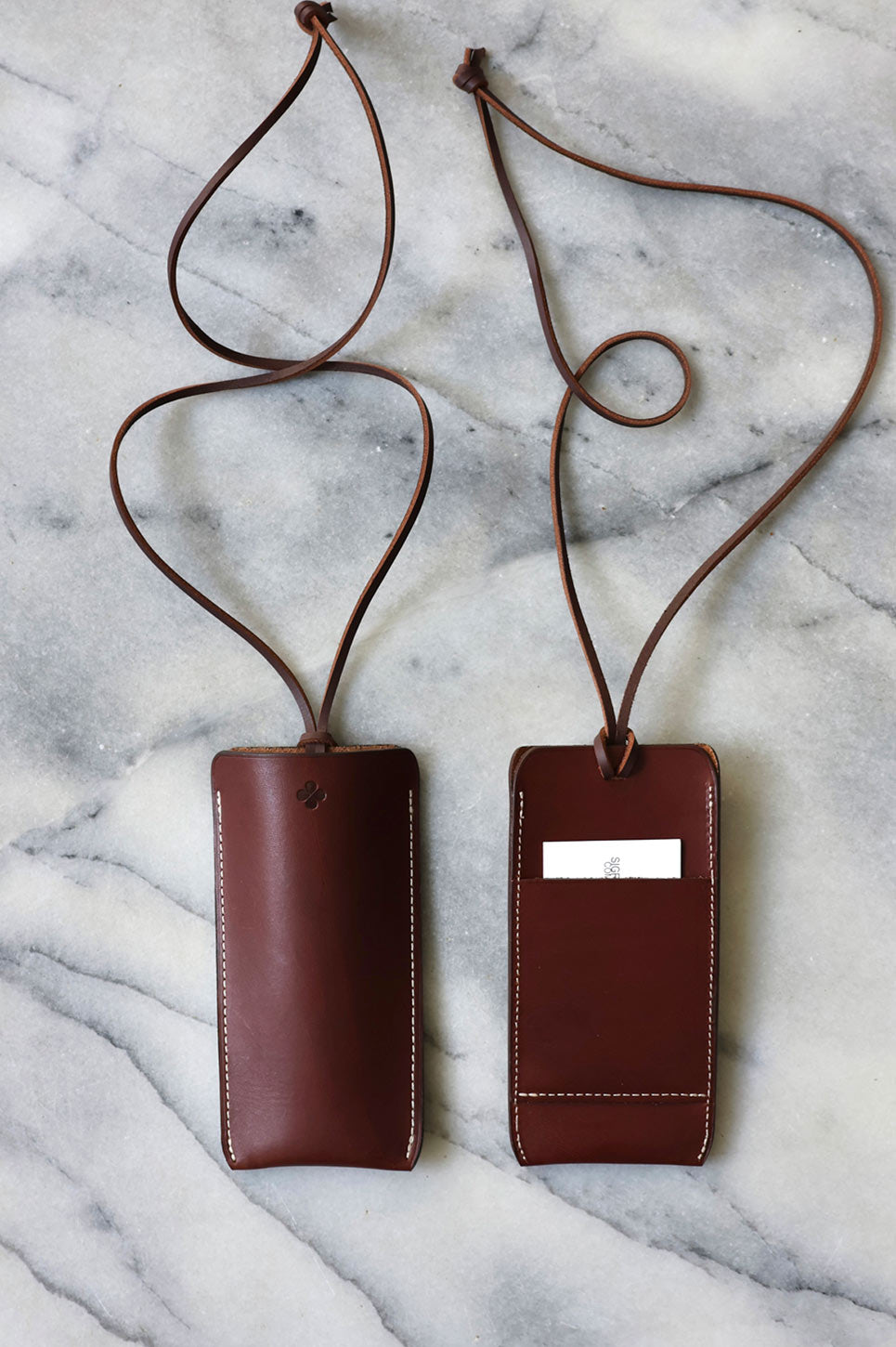 Etui lunettes avec porte cartes en cuir marron DEL EP