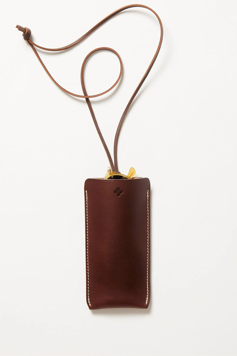 étui à lunette cuir brun porte cartes bandoulière