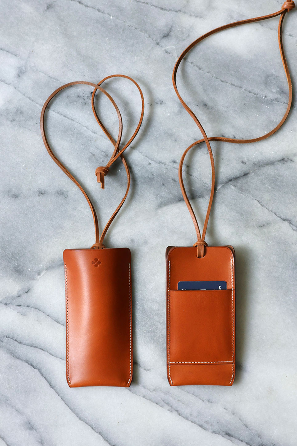Card case for glasses in fawn leather DEL'EP
