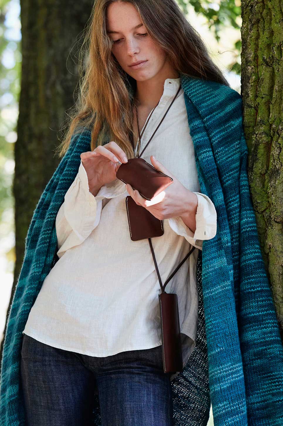 étuis a lunettes bandoulière cuir brun luxe