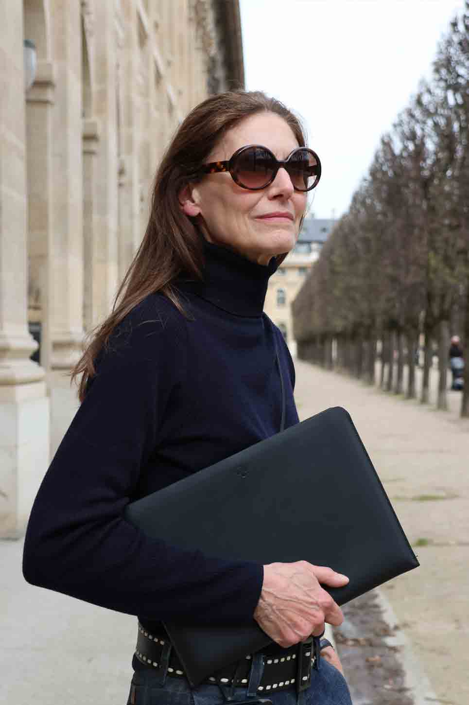 pochette ordinateur 13 pouces cuir lisse noir