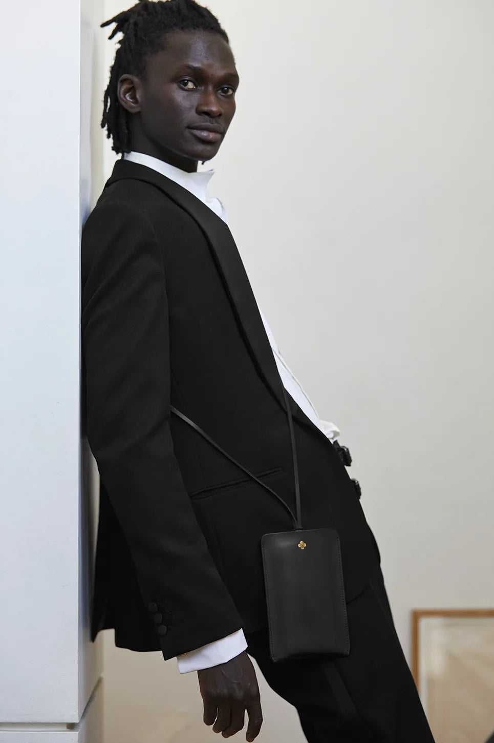 pochette telephone cuir noir homme DEL'EP or