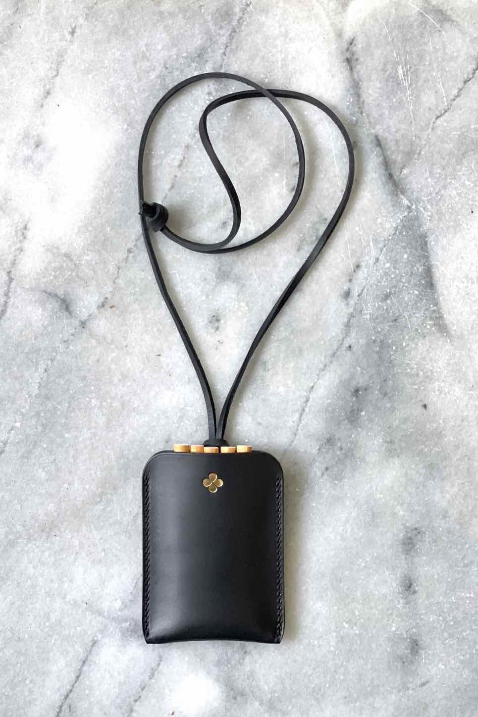 Luxury black leather card case DEL'EP