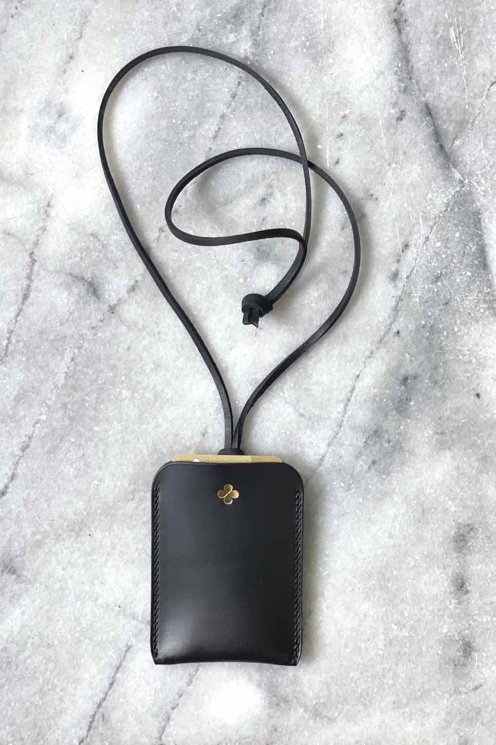 Luxury black leather cardholder for women DEL'EP