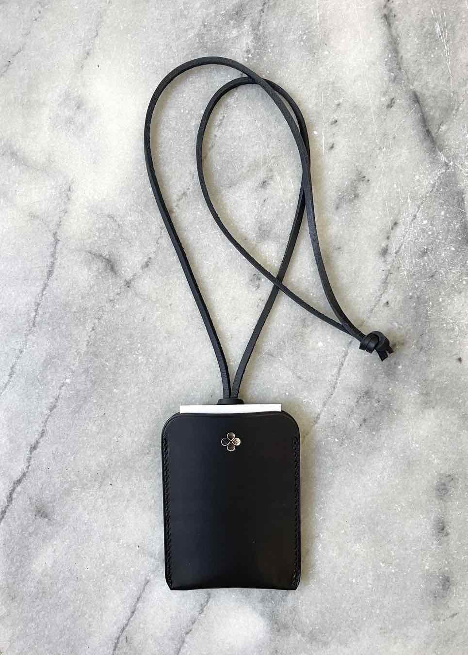 Porte-cartes homme cuir noir luxe argent DEL'EP