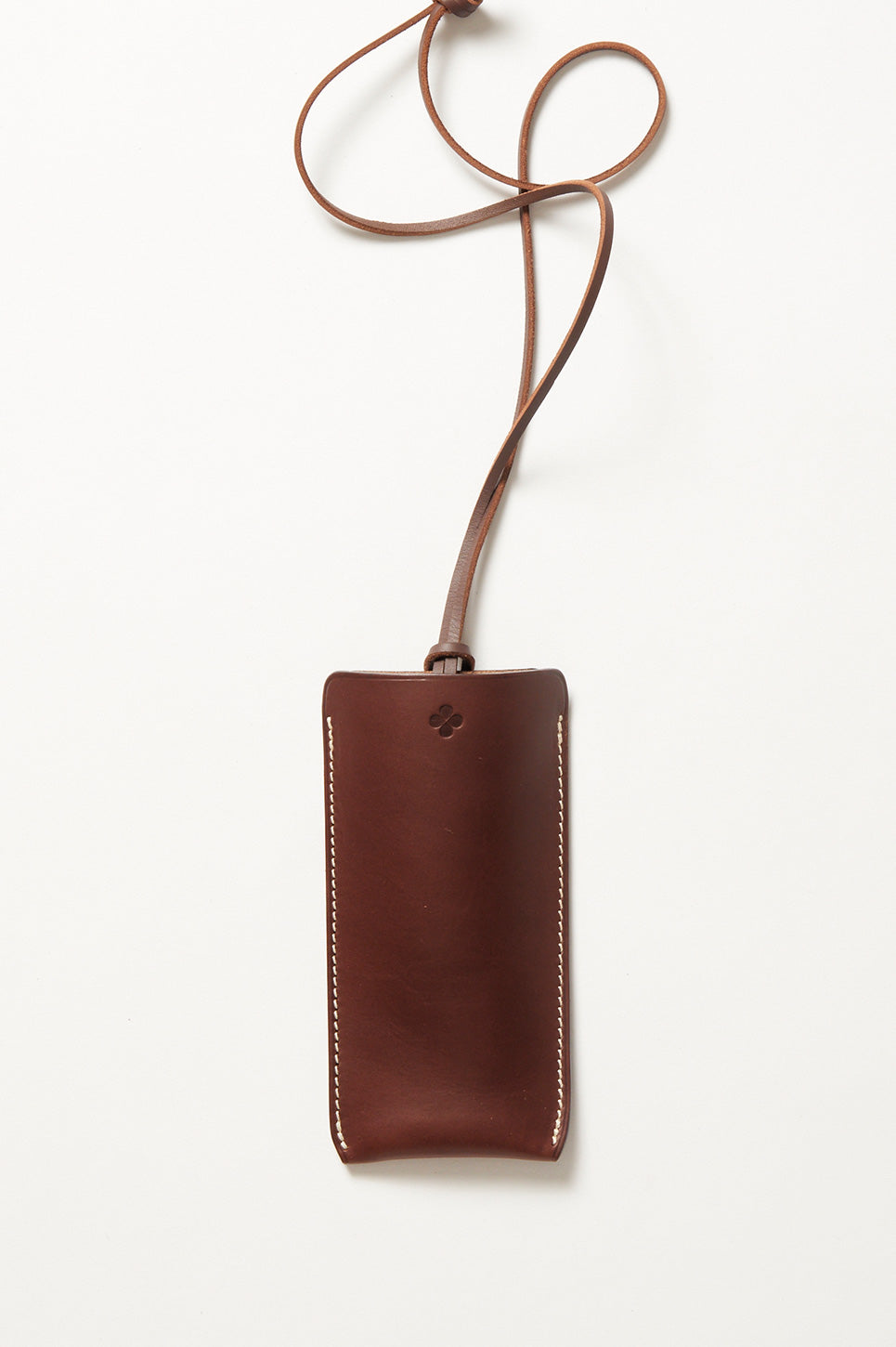 lunette case with brown leather shoulder strap