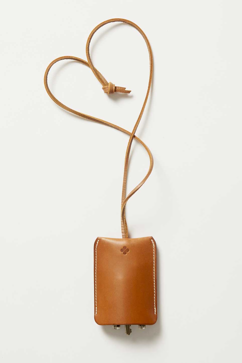 tan leather key ring on leather strap
